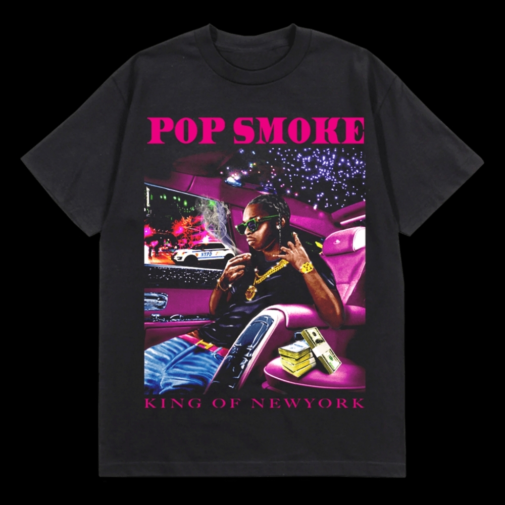 NWT Pop Smoke X Faith King NY T-Shirt (Black/Multi) - VLONE